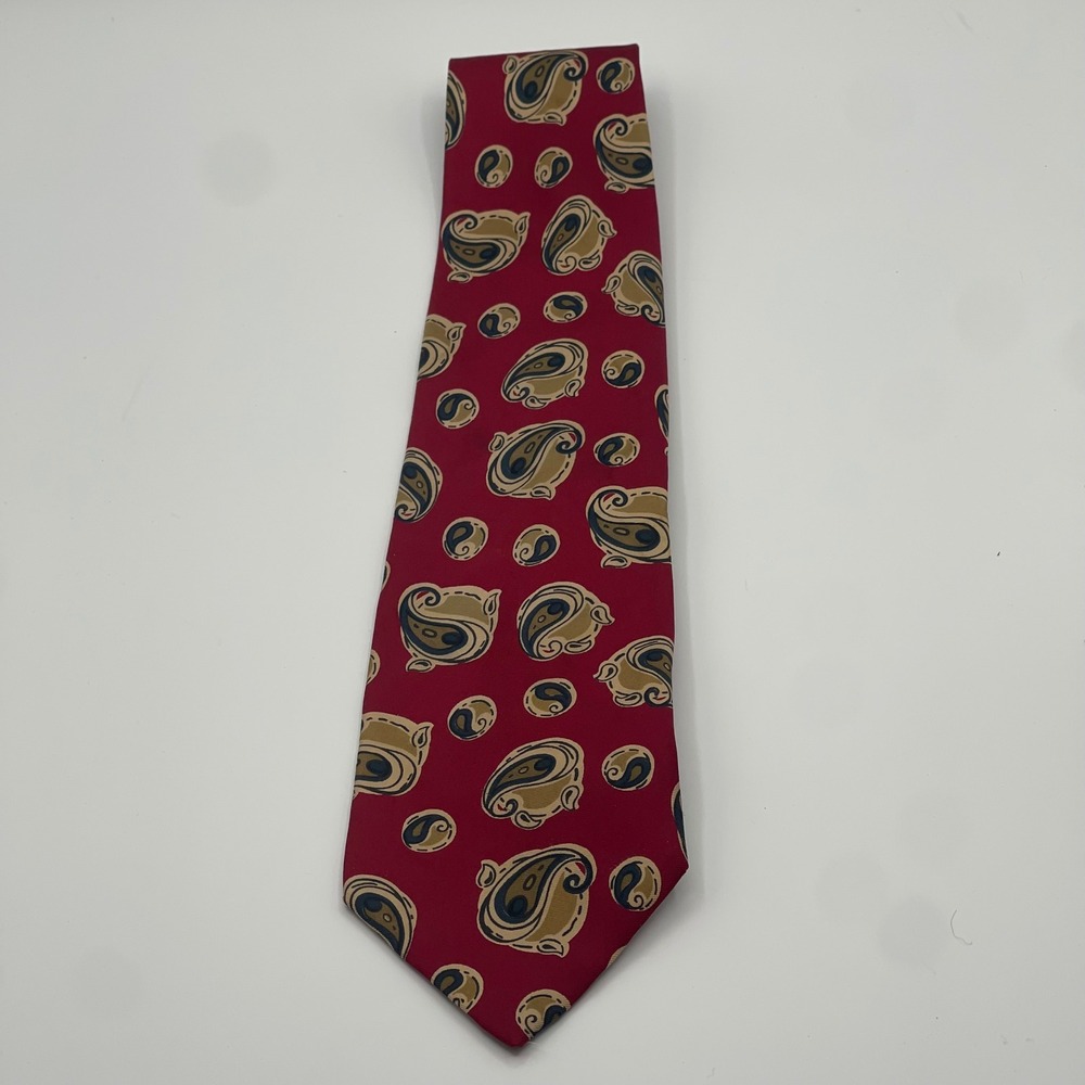 Christian Dior Monsieur Necktie Mens Burgundy Red Paisley Silk 3.75"x57" - Picture 5 of 11
